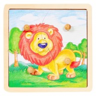 VIGA Fogantyús Fa Forma Puzzle 4db-os  oroszlános 1 éves kortól 0038