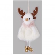Plüss karácsonyfa dekoráció figura 18cm - kislány-hóember-rénszarvas lógó lábbal 457062