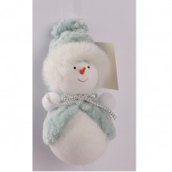 Akasztható karácsonyfadísz kislány vagy hóember türkiz pasztell kabátban és sapkában 067052