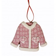 Polirezin Clay sötét rózsaszín pulóver karácsonyfadísz szívecskés zsebbel  141796
