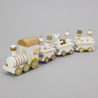 Karácsonyi kis vonat 3 vagonnal - fehér-arany 21 cm