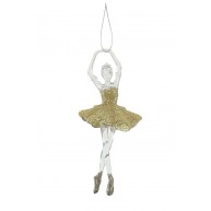 Balerina arany tütüben - mindkét karját felül tartó akril