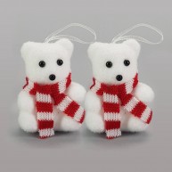 Jegesmedve sállal párban - figurás karácsonyfadísz