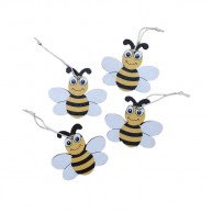 Fa lógatható méhecske dekoráció 4db/szett