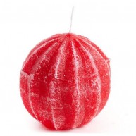 Piros bordás gömb alakú gyertya - 6 cm