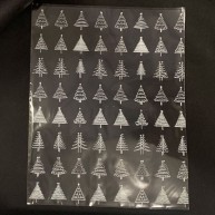 Karácsonyi celofán zacskó - fenyőfás Mikulás zacskó - 35x28 cm