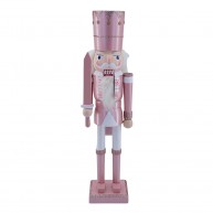 25cm-es Fa Diótörő katona figura, rózsaszín-fehér karácsonyi dekoráció 729749